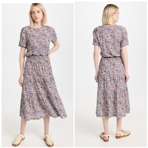 Nation LTD Martine Peasant Midi Dress in Cherry Blossom Sz S